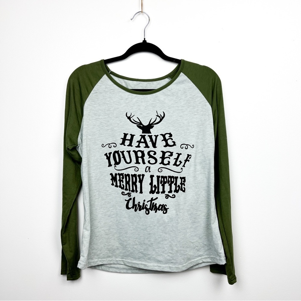 Green & Grey Have Yourself a Merry Little Christmas Long Sleeve